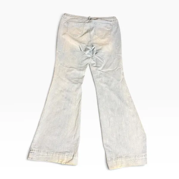Laurie Felt Silky Denim Flare Jeans 1X Tall Light Wash Wide Hem Pockets - Image 2