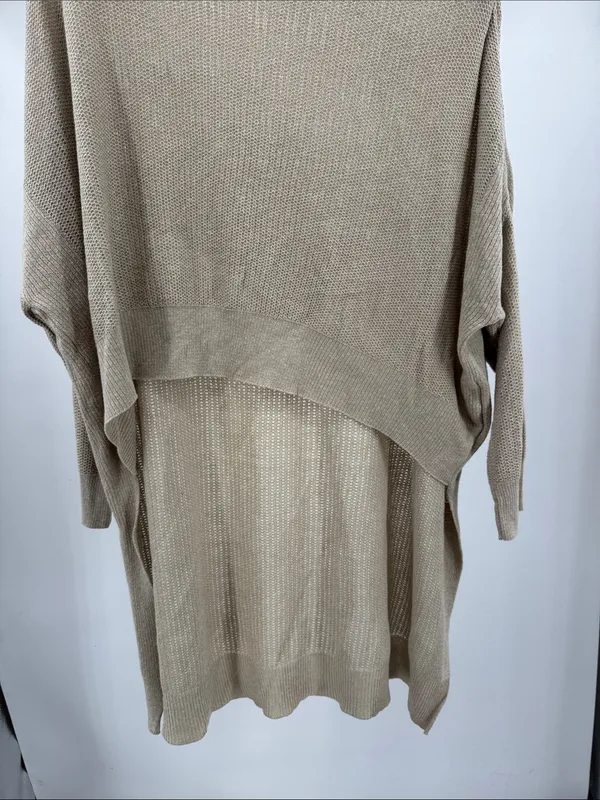 Pull&Bear oversized fine-knit sweater dramatic high-low asymmetrical hem linen S - Image 6