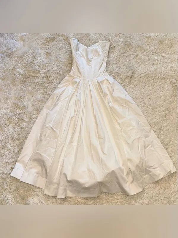 NEW HOUSE OF CB Lady Strapless Corset White Midi Dress Sz S FULLER CUP - Image 5