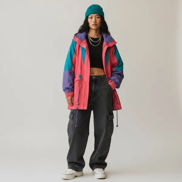 Vintage 80s 90s Pink Purple Women's Jacket wind proof streetwear barbiecore - Image 2