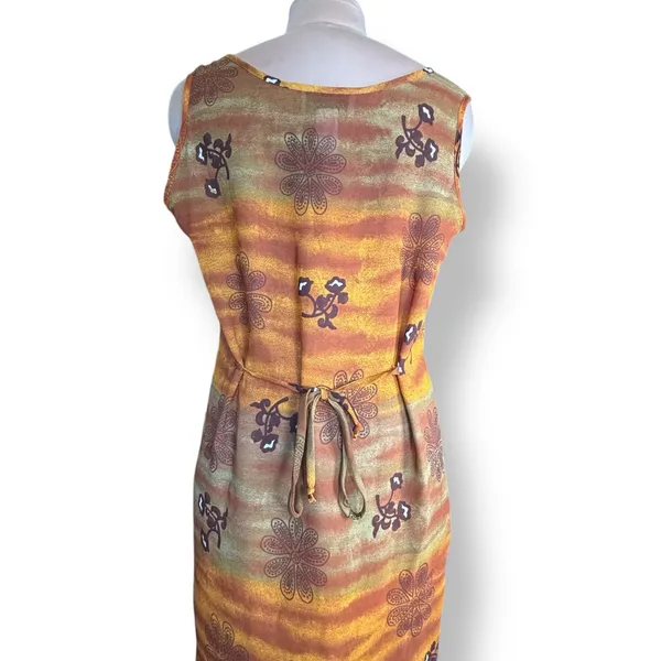 Vintage 90s Desert Sunset Sleeveless Grunge‎ Maxi Dress Geometric Floral Print - Image 4