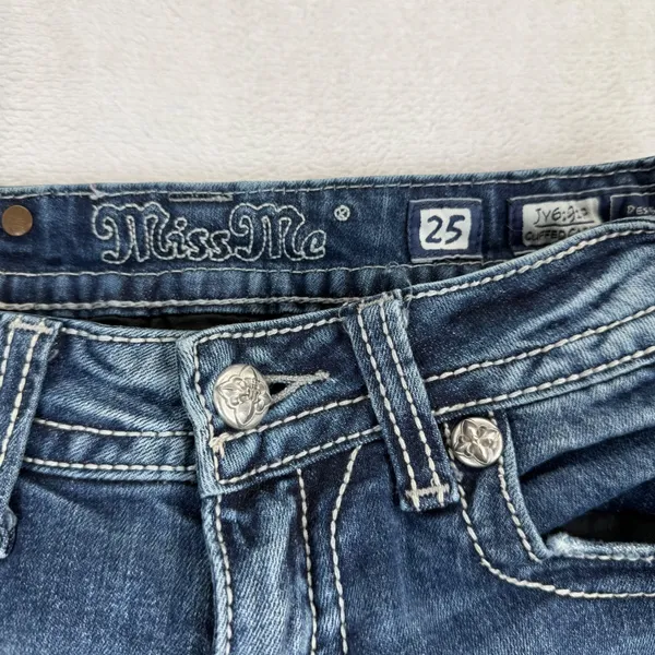 Miss Me Womens JY6191P Cuffed Capri Jeans Dark Wash Sequin Embellished Size‎ 25 - Image 10
