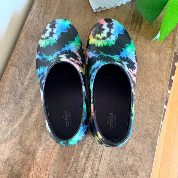 Crocs Neria‎ Pro II Clogs Womens Size 7 Black Tie Dye Slip Resistant Work Shoes - Image 8