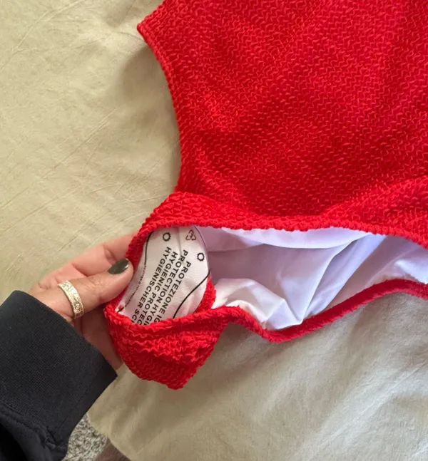 SheIn Ribbed Red Swimsuit - Image 2