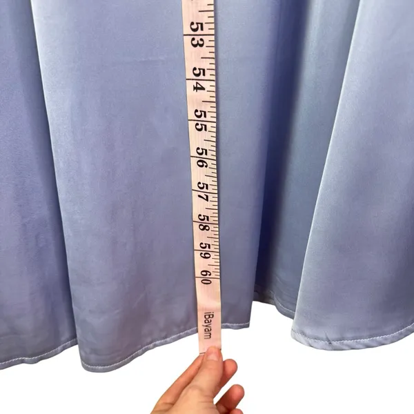 NWT LULU’S Lustrous Love Dusty Blue Satin Halter Cutout Mermaid Maxi Dress Large - Image 14