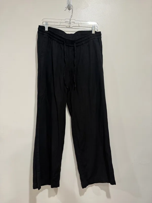 Old navy black High-Waisted Linen-Blend Super Wide-Leg Pants Size medium - Image 2