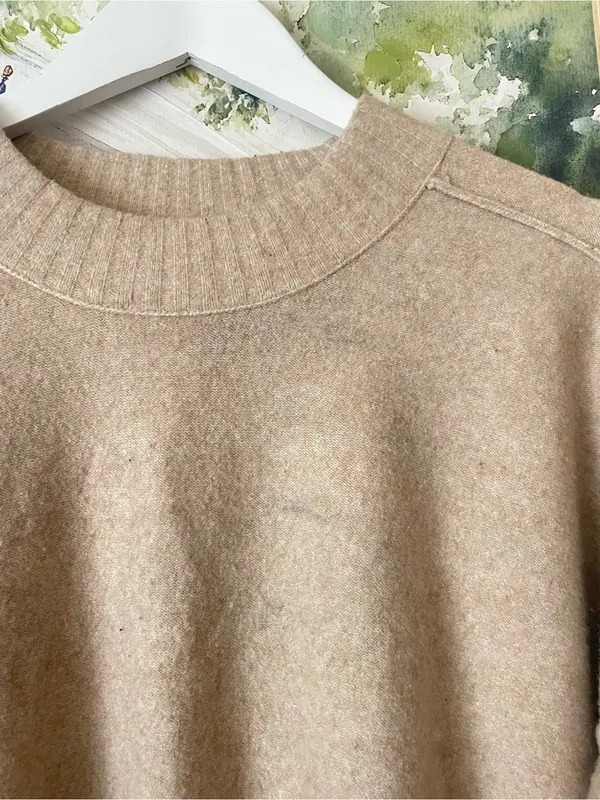 Free People Phoebe Pullover Sweater in Light Camel Heather Medium - Image 6
