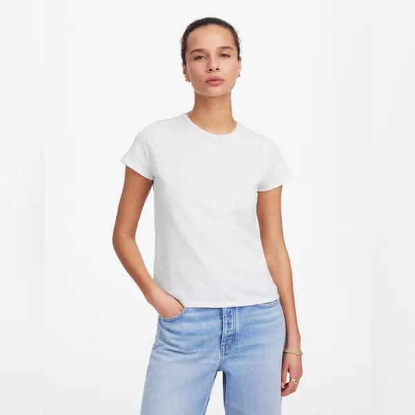 NWT Madewell Womens Essential Slim Tee Short Sleeve Lightweight Cotton White S - Image 4