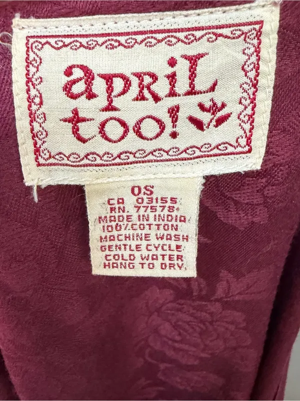 April Cornell Too! Vintage burgundy Maroon sleeveless maxi dress floral embossed - Image 5