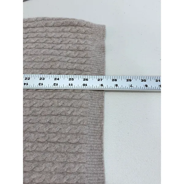 Heather Brown Cashmere Cable Knit V-Neck Sweater Taupe Lands' End L 14-16 - Image 8
