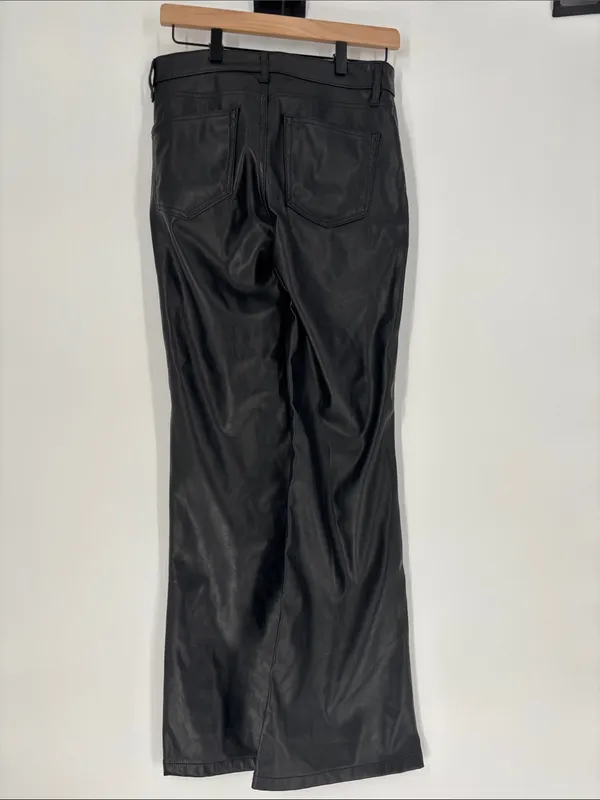 Gap 70’s high rise flare faux leather black pants 27 - Image 3