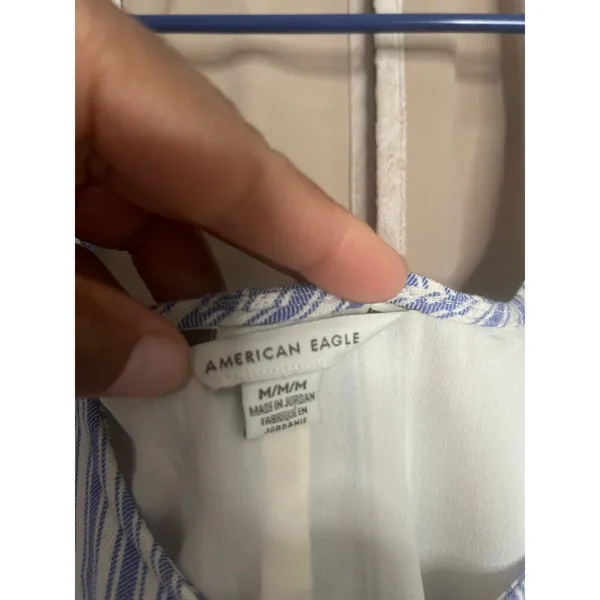 American Eagle Womens Casual Dress Stripe Mini A-line Blue White size Med EUC - Image 4