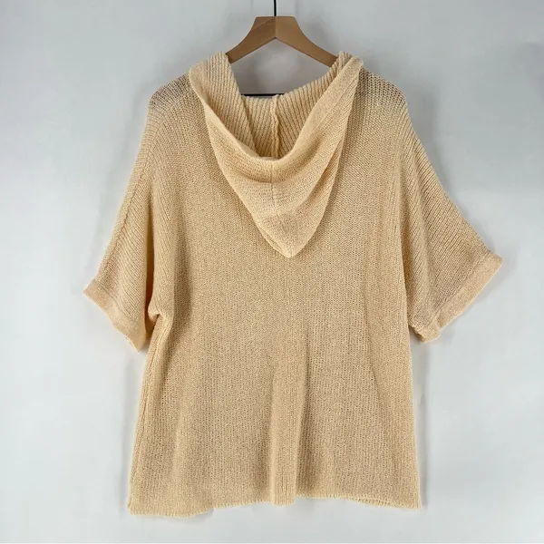 Driftwood Daydreams Hooded Short Sleeve‎ Dolman Oversized Open Knit Sweater L - Image 10
