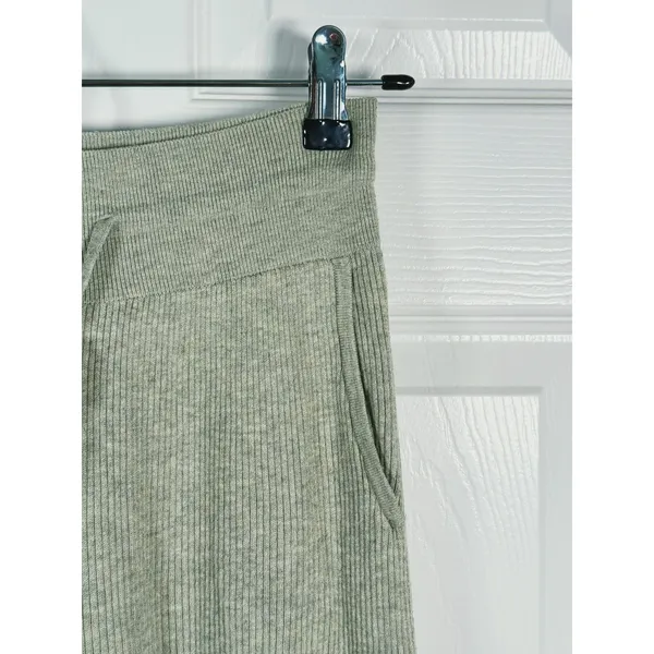 UNIQLO Womens Ribbed Knit Wide Leg Lounge Pants Size S Green Drawstring Casual - Image 5