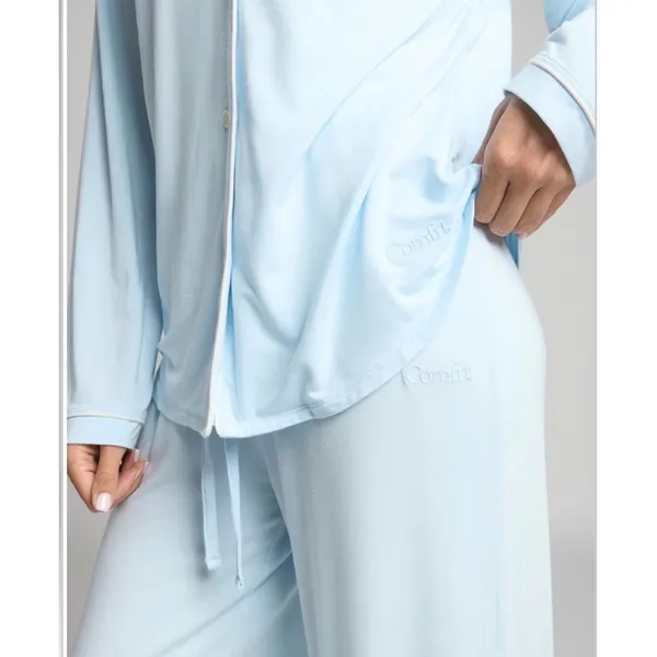 NWOT Comfrt Luna Lounge Pants XL Sky Baby Blue Wide‎ Straight Leg Drawstring - Image 2