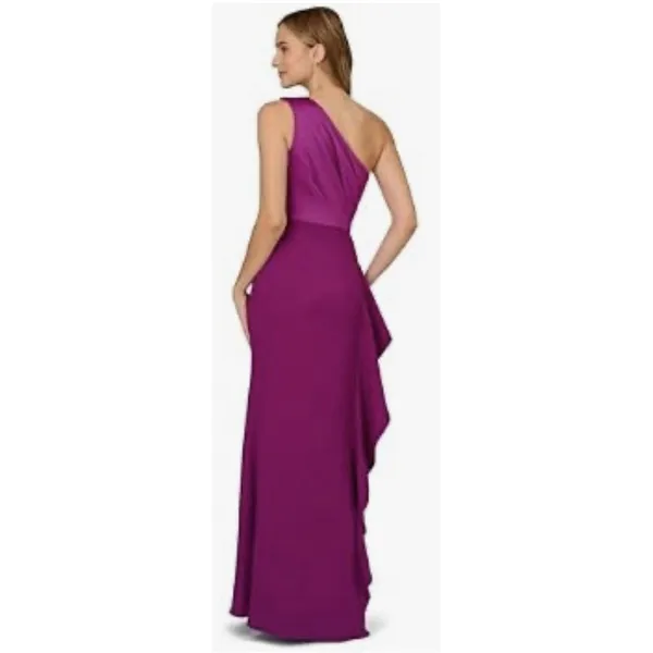 Adrianna Papell Women's One-Shoulder Draped Satin Gown Dress Size 14 - Image 2