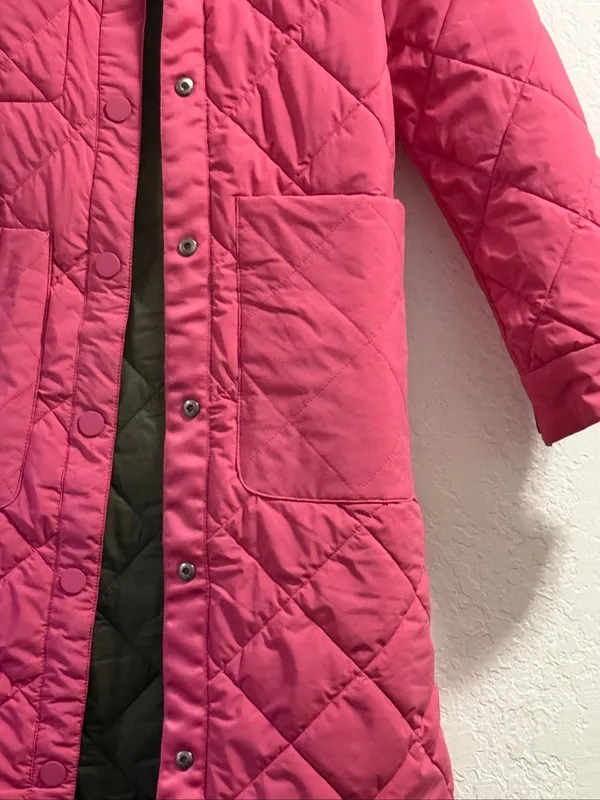 Anthropologie NVLT Green Pink Reversible Quilted Long Jacket Coat XS puffer - Image 2