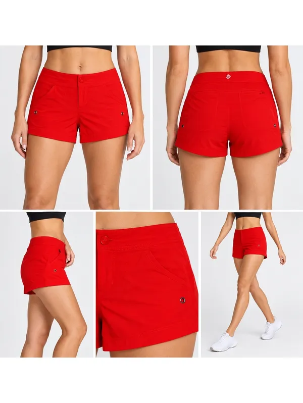 Athleta Woman’s Size 2 Red Athletic Shorts Workout Running, Casual Elastic - Image 2