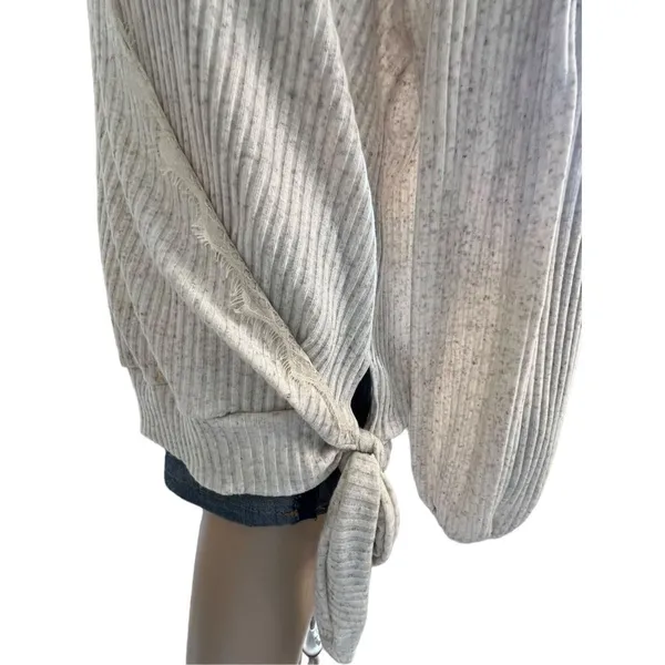 Blu Pepper Beige Deep V Wrap Slouchy Sweater And Exposed Shoulders - Image 3