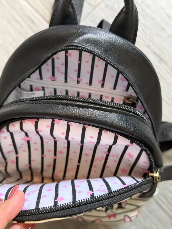Betsey Johnson Purse Backpack Frenchy French Bulldog Striped Pattern - Image 5