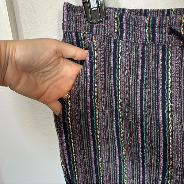 Sundance boho lagenlook cotton blend striped pants colorful small pull on - Image 4