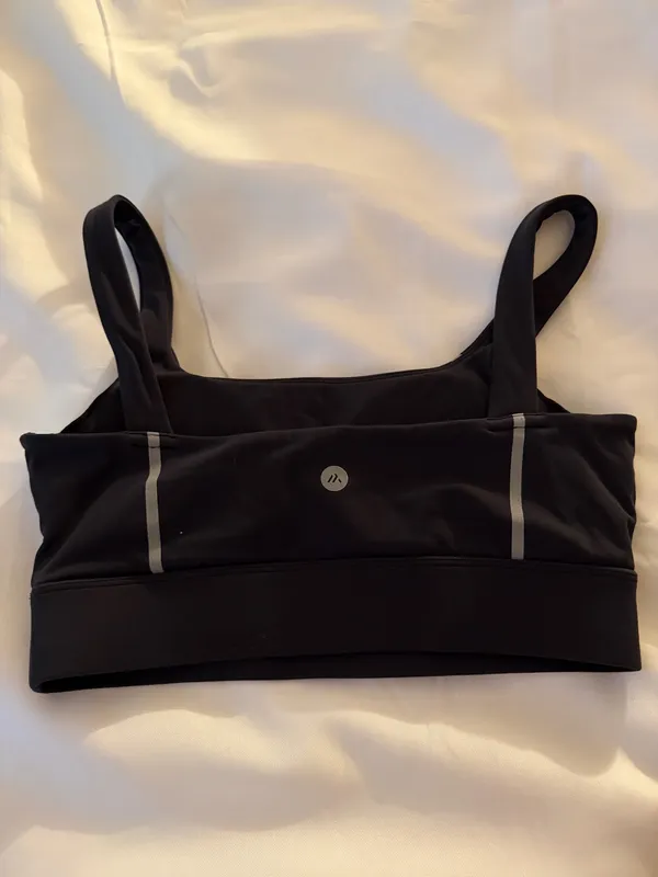 ALEXO ATHLETICA Women's M Black/Gray Logo Graphic Sports Bra Medium Support - Image 2