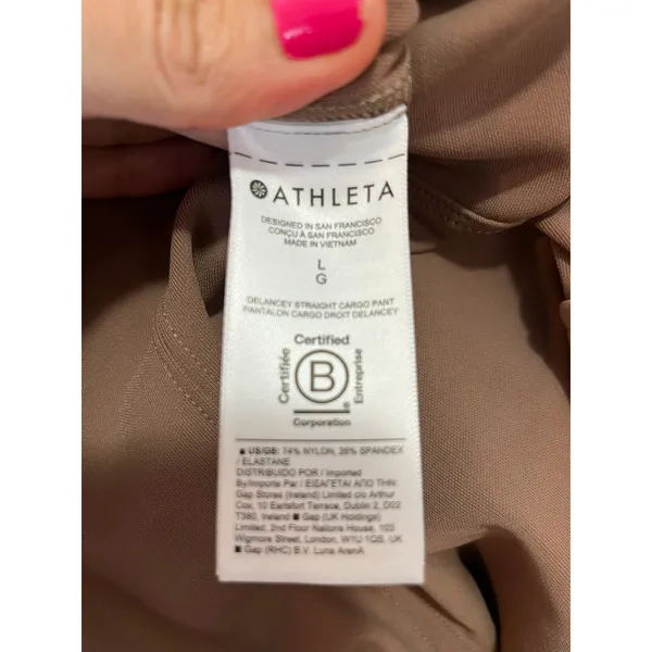 Athleta Delancey Straight Cargo‎ Pant Large Taupe Pull On Travel Work Pant - Image 6