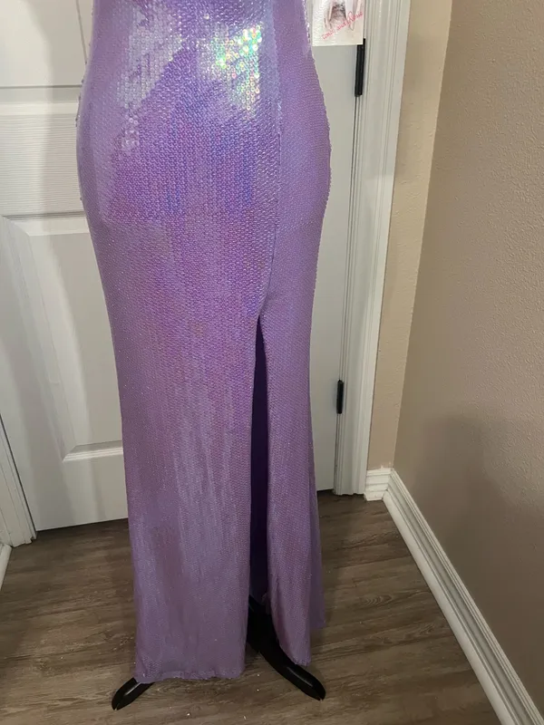 Purple sequin masquerade costume dress - Image 6