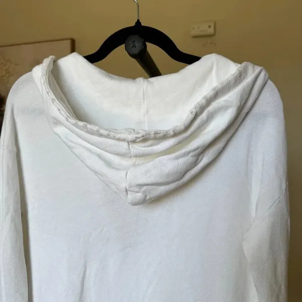 n:philanthropy white hooded long zip up oversized distressed hem size XS - Image 9
