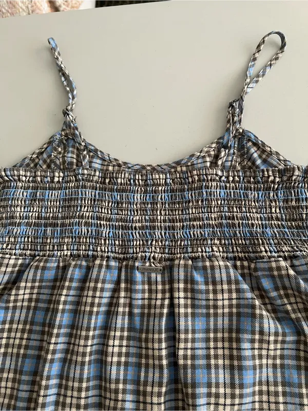 Hurley Blue and Tan Plaid dress Medium NWT - Image 6