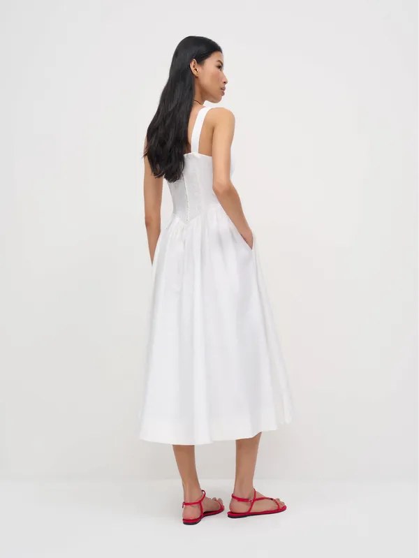 Reformation Balia Linen Dress White 4 - Image 3