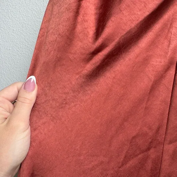 NWT Line & Dot Satin Slip Dress Burnt Orange Brown Romantic Beach Size Medium - Image 7