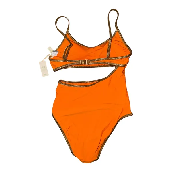 Aerie‎ Orange/Gold One Piece Cutout Swimsuit, Small - Image 3