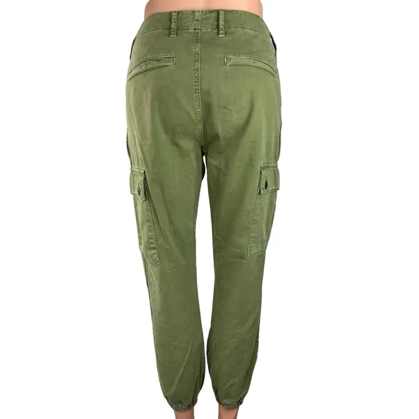 Zara Women's Green High Rise Cuff Hem Tapered Relaxed Ankle Cargo Pants Size 2 - Image 3