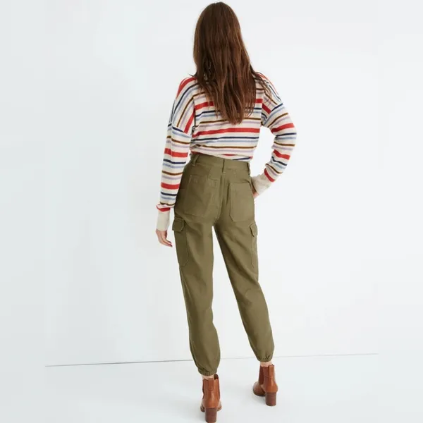 Madewell High-Rise Cargo Fatigue Pants Distant Surplus Green Utility Joggers 26‎ - Image 2