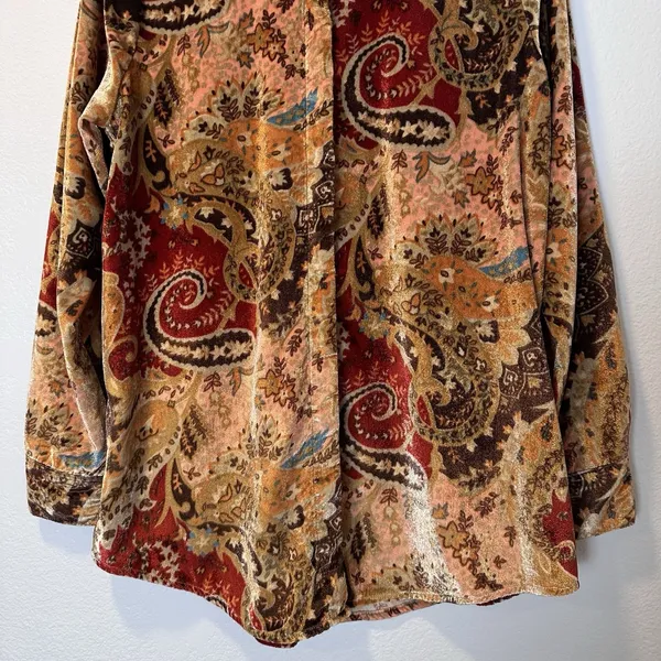 Soft Surroundings Size-S Montaigne Paisley Burnout Velvet‎ Tunic Shirt Blouse - Image 9