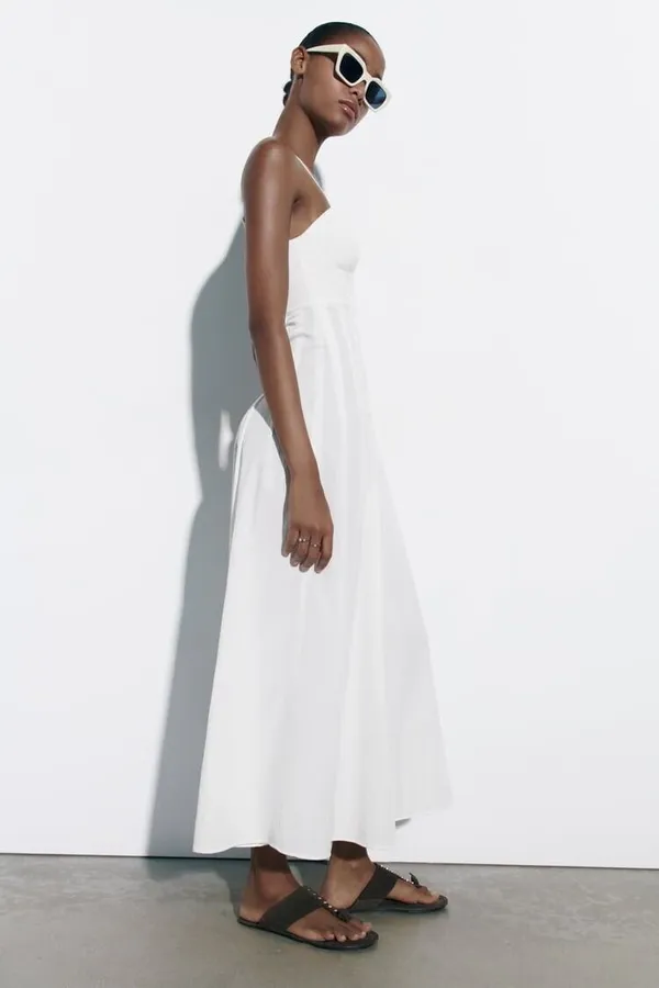 ZARA dress maxi corset style bohemian white summer vacation - Image 6