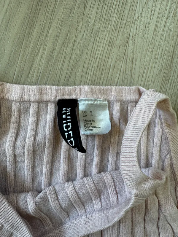 Divided Ribbed Sleeveless Knit Tank Top Camisole- Pale Pink - Image 2