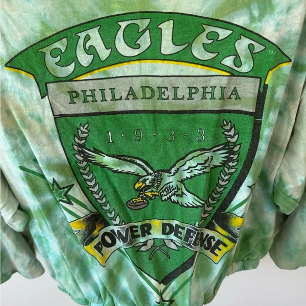 Philadelphia Eagles Reworked Tie Dye Long Sleeved Top Size Medium Vintage - Image 2
