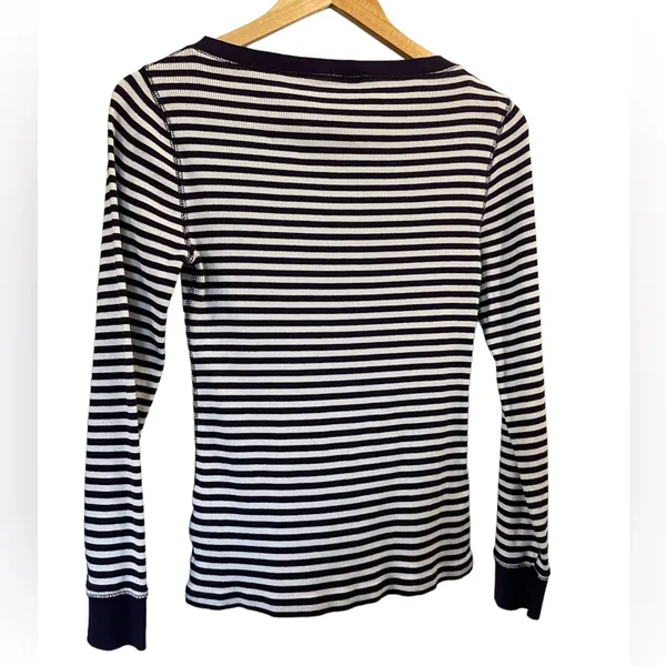 JONES NEW YORK Purple/White Striped Knit Long Sleeve Boat Shirt - Size Small - Image 2