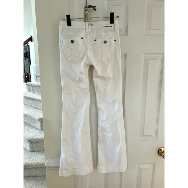 Burberry Brit Windsor Bootcut Flare White Y2K Jeans - Image 3