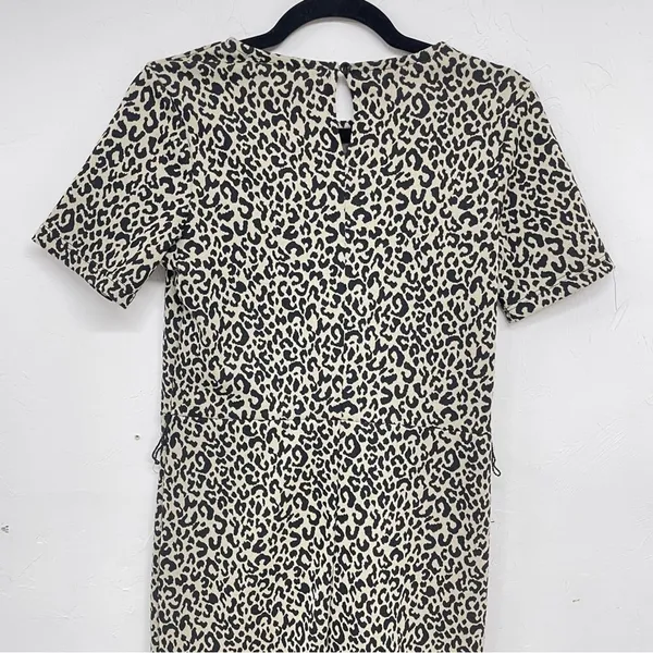Zara Brown Animal Print Short Sleeve Knee Length Sheath Dress Womens M Leopard - Image 10