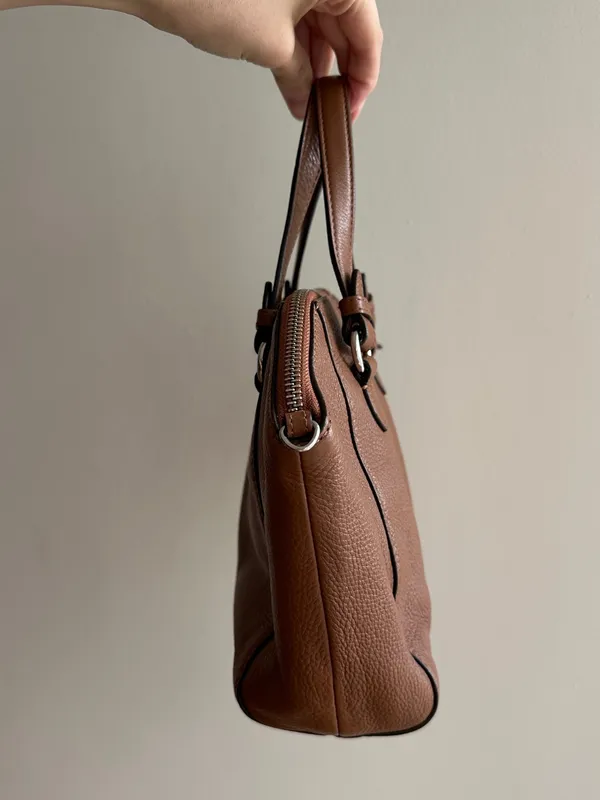 Coach Park Leather Mini Satchel, Saddle Brown Pebble Leather, Crossbody Strap - Image 5