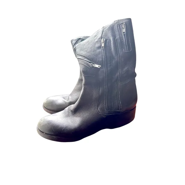 VERA WANG Leather Moto Boots Black Sz 8 - Image 5