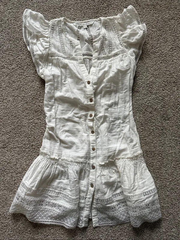 Veronica Beard Cream Eyelet Button-Front Dress - Image 2