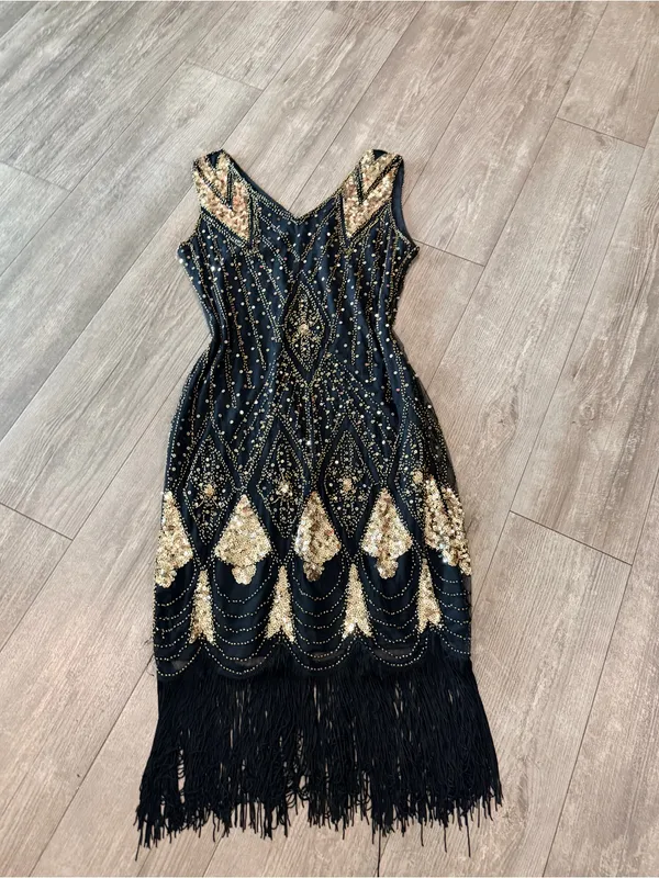 PrettyGuide Black Sequin Fringe Cocktail Dress Size M - Image 6
