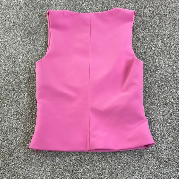 ZARA Going Out Pink Square Neck Sleeveless Tank Top Side Zip Party Bodycon Small - Image 8