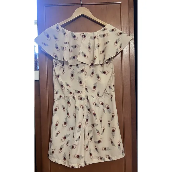 Forever 21 Peacock Feather Romper with Pockets Pale Pink Women’s M - Image 2