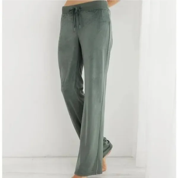 [Aerie] Green Royal Palm Dreamy Velour Low Rise Wide Leg Sweatpants Sz Medium M - Image 2