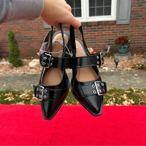Nwt Size‎ 6.5 Peyton Double Buckle black Slingback Flats by wild fable - Image 5
